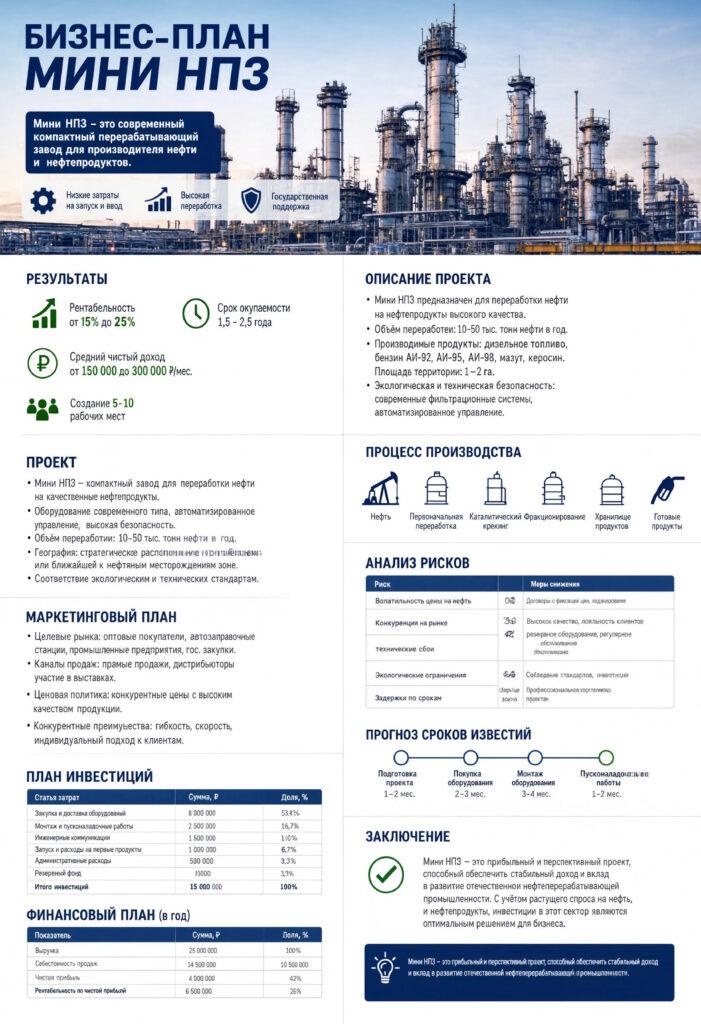 Инфографика: Бизнес-план мини НПЗ
