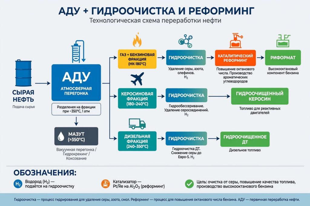 ADU + гидроочистка и реформинг