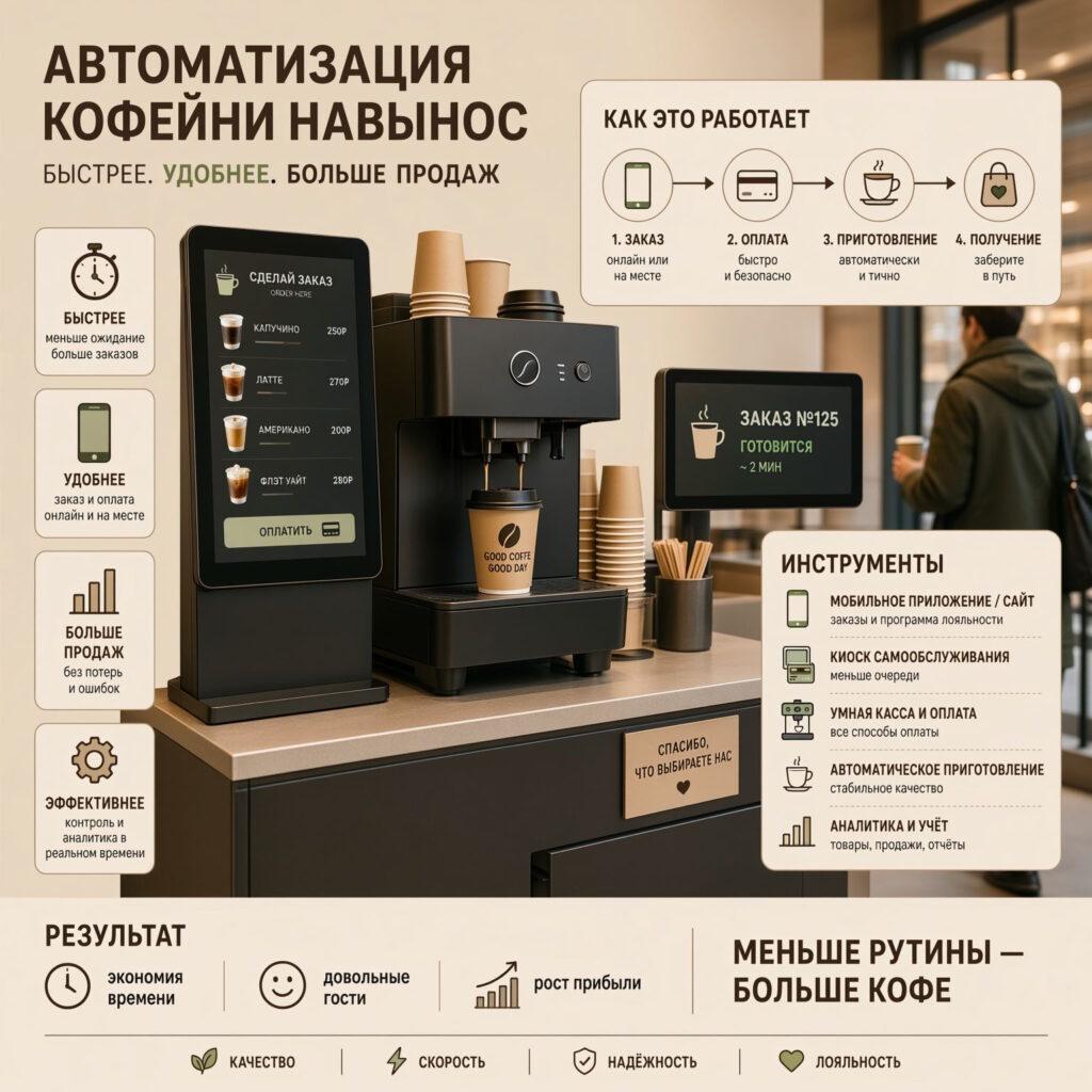 Что представляет собой автоматизация кафе на вынос
