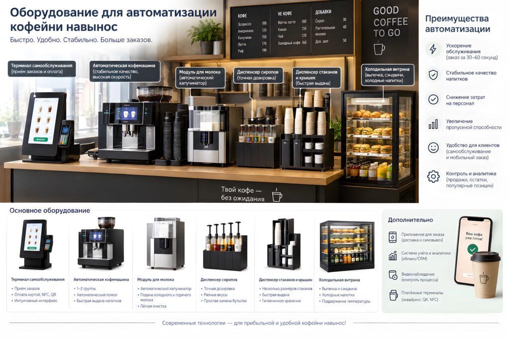 Оборудование для автоматизации кофейни навынос