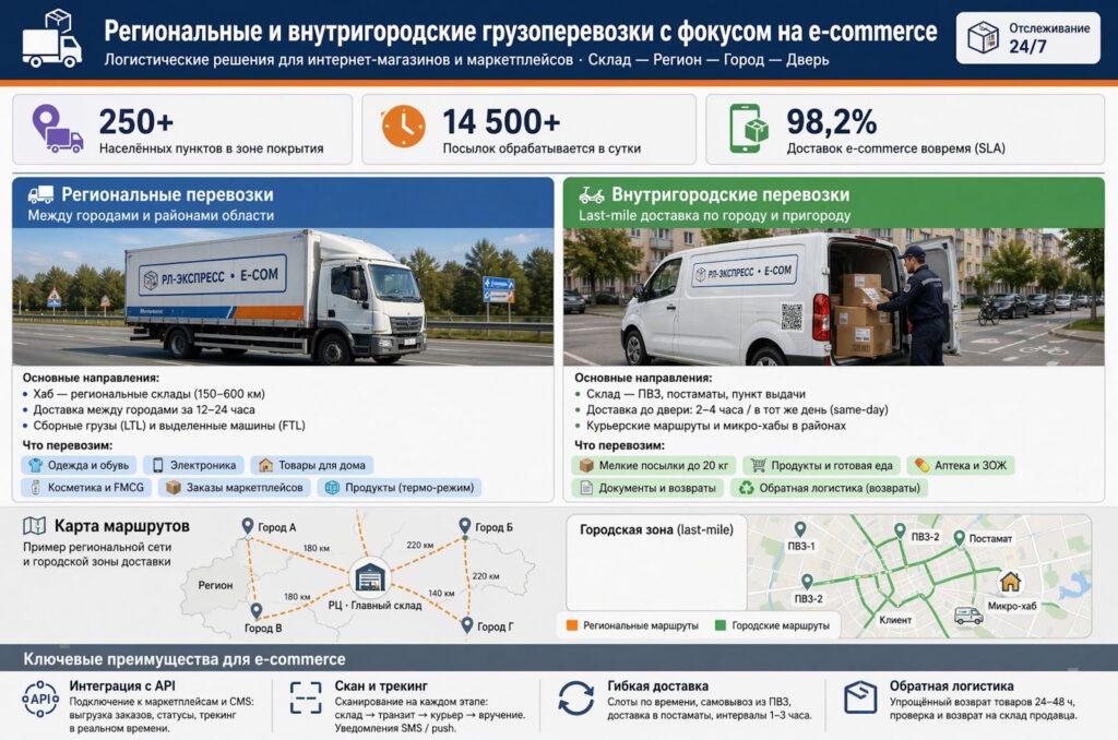 Региональные и внутригородские грузоперевозки с фокусом на e‑commerce