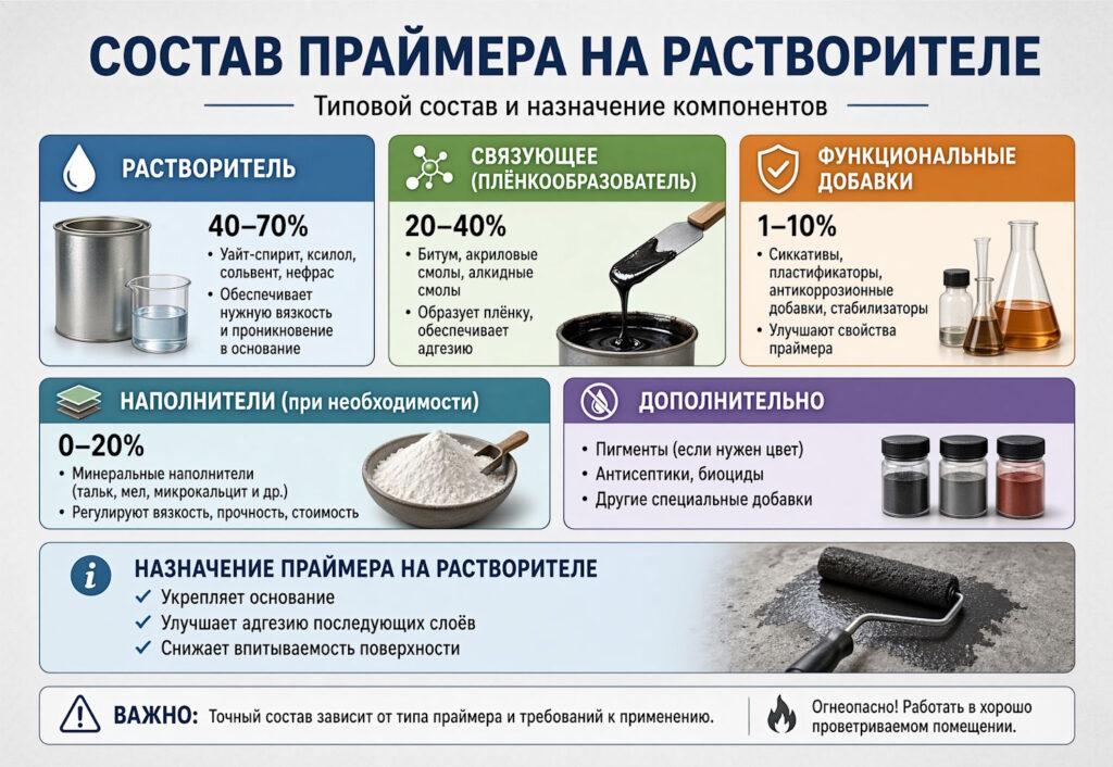 Состав праймера на растворителе